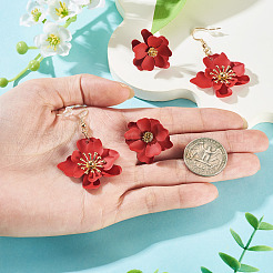 2 Paar 2 Stile Eisenblumen-Ohrhänger und süße und stilvolle mehrschichtige Blütenblatt-Blumenohrstecker&nbsp;EJEW-TA0001-80B