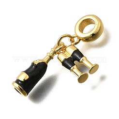 Breloques pendantes européennes en laiton émaillé pour gobelets et bouteilles de vin&nbsp;KK-Z093-08G-02