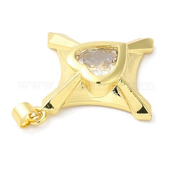 Véritable 18k plaqué or placage en laiton micro pave pendentifs en zircone cubique&nbsp;KK-F854-14G-02