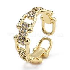 Gestellplattierung Messing Mikropflaster klare Zirkonia Manschettenfingerringe für Frauen&nbsp;RJEW-M028-44G