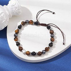 Bracelets en perles tressées en œil de tigre naturel&nbsp;BJEW-JB09704-02