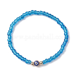 Set di braccialetti elasticizzati con perline di vetro con tavolozza di colori blu da 10 pz e 10 stili&nbsp;BJEW-MZ00096