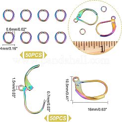 50 paio di orecchini a leva in acciaio inossidabile 304 color arcobaleno&nbsp;STAS-UN0038-46