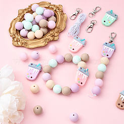 DIY-Kits zum Herstellen von Bubble Tea und runden Schlüsselanhängern aus Silikon&nbsp;DIY-YW0011-19
