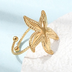 Seestern-Manschettenringe aus Edelstahl 304 für Damen&nbsp;RJEW-A105-01G