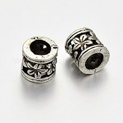 Tibetischen Stil Legierung Hohlsäule mit Blumen großes Loch European Beads&nbsp;X-PALLOY-E381-03AS-NR