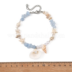 Cavigliere con ciondoli a forma di conchiglia marina naturale&nbsp;AJEW-AN00839