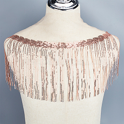 10 Meter langes Spitzenband aus Polyesternetz mit glitzernder PVC-Paillettenquaste&nbsp;OCOR-WH0078-84B