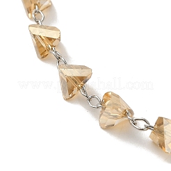 Pulseras de cadena de eslabones de vidrio triangulares&nbsp;BJEW-L685-02P