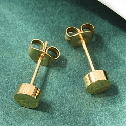 Pendientes de botón de acero inoxidable 304 redondos y planos con revestimiento iónico (IP)&nbsp;EJEW-O052-08G