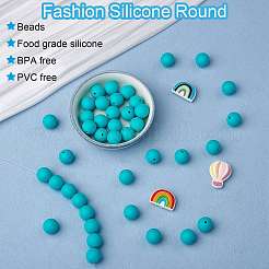 100 stücke silikonperlen runde gummiperle 15mm lose abstandsperlen für diy liefert schmuck schlüsselbund machen&nbsp;JX440A