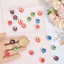 30 pz 5 colori perline di porcellana stampate a mano&nbsp;PORC-PA0001-25