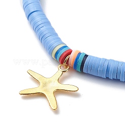 4 Stück 4 Stil handgefertigte Polymer Clay Disc Surfer Stretch Fußkettchen Set&nbsp;AJEW-AN00503