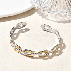 Bracciali rigidi bicolore in acciaio inossidabile 304&nbsp;BJEW-A160-01PG
