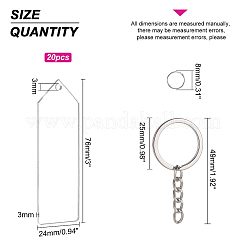 Kit fai da te per realizzare portachiavi con ciondolo rettangolare in acrilico con angoli&nbsp;DIY-BC0001-62P