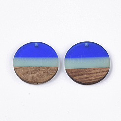 Pendentifs bicolores en résine transparente et bois de noyer&nbsp;RESI-S358-78-A02