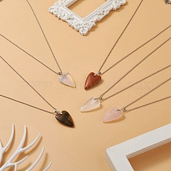 Collana con ciondolo a forma di cuore con pietre preziose naturali e sintetiche&nbsp;NJEW-TA00066