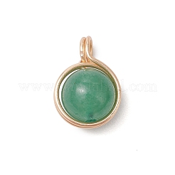 Dijes redondos de jade mashan natural envuelto en alambre de cobre&nbsp;PALLOY-JF03409