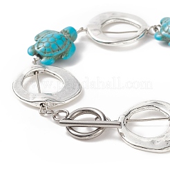Braccialetti sintetici a maglie di tartaruga turchese (tinto).&nbsp;BJEW-JB09195-01