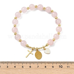 Naturel a augmenté de perles rondes de quartz étirer bracelets&nbsp;BJEW-JB14147-01