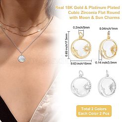 4 Stück 2 Farben Messing Micro Pave klare Zirkonia Anhänger&nbsp;ZIRC-BBC0001-40