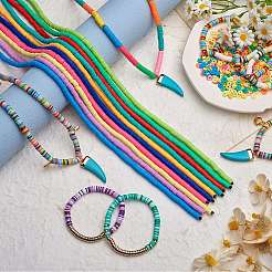 10 Strang 10 Farben flache runde handgemachte Polymer Clay Perlen&nbsp;CLAY-SZ0002-04B