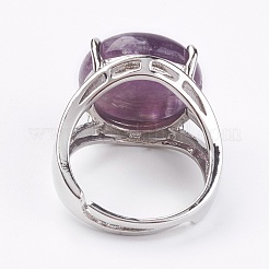 Verstellbare natürlichen Amethyst Fingerringe&nbsp;RJEW-F075-01H