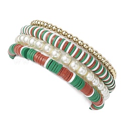 4 Stück Set mit Stretch-Armbändern aus Polymer-Ton in 4 Stilen&nbsp;X1-BJEW-TA00496