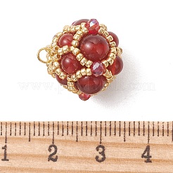 Anhänger aus natürlichem Karneol (gefärbt und erhitzt) und Glasperlen&nbsp;PALLOY-MZ01334-02