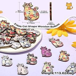 Boutons en bois forme chat 2 trou&nbsp;BUTT-CJC0002-01