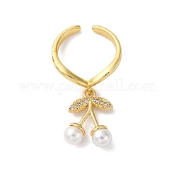 Bagues de manchette ouvertes en laiton avec micro pavé de zircone cubique pour femmes&nbsp;RJEW-U057-18G-02