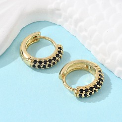 Boucles d'oreilles créoles en laiton zircon cubique micro pavé&nbsp;EJEW-R144-004A-NF