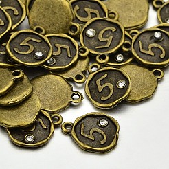 Antike Bronze überzogene Legierung Rhinestone-Charme&nbsp;LS-ALRI-J153-05-NF