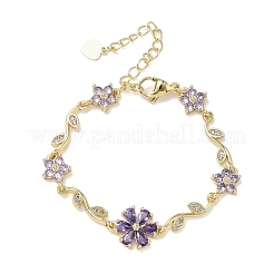Bracelets à maillons en laiton micro pavé de zircones cubiques pour femmes&nbsp;BJEW-C156-04D-01G