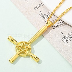 Christliche Halskette mit umgedrehtem Kreuz und Stern aus einer Legierung&nbsp;LS-NJEW-NH0001-03G