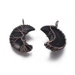 Natürlicher Obsidian-Baum des Lebens mit Draht umwickelte Anhänger&nbsp;LS-G-L520-E03-R-NF