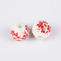 Perles de porcelaine à motifs floraux&nbsp;CF188Y