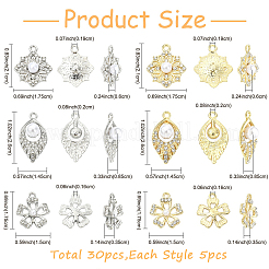 30 stücke 6 stile legierung strass anhänger&nbsp;FIND-YW0011-97