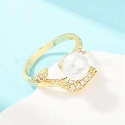 Bagues en laiton avec micro pavé de zircone cubique pour femmes&nbsp;RJEW-D340-02G-01