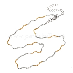 Colliers à chaîne serpent ondulée bicolore en acier inoxydable 304 de 1.5 mm pour femmes&nbsp;NJEW-G194-01GP