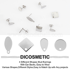80 pz 4 stile 304 acciaio inossidabile orecchini a perno&nbsp;FIND-DC0001-03