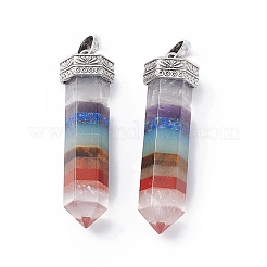 Spitze große Anhänger mit 7 Chakra-Mischedelstein&nbsp;G-P491-10AS