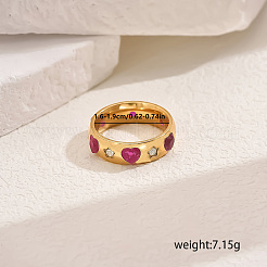 Anillos de dedo con micro pavé de circonita cúbica de latón en forma de corazón para mujer&nbsp;MC1356-4