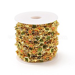 Catene a maglia quadrata in vetro e fiore smaltato&nbsp;CHC-C003-07G