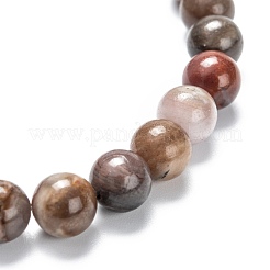 Bracelets de perles extensibles en bois pétrifié naturel&nbsp;G-A185-01O