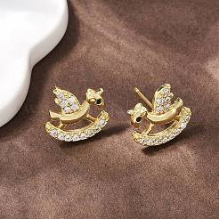 Boucles d'oreilles à tige en laiton micro pavé de zircones cubiques transparentes Hobbyhorse&nbsp;EJEW-F400-06G