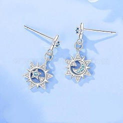 Orecchini pendenti da donna in ottone con micro pavé di zirconi cubici&nbsp;WGC617F-01
