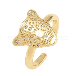 Offene Manschettenringe aus Messing mit Mikropavé und Zirkonia für Damen&nbsp;RJEW-K264-15G