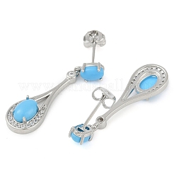 Ohrstecker aus Messing in Tropfenform mit Pavé-Fassung und klaren Zirkonia für Damen&nbsp;EJEW-Z059-08P