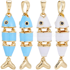 6 pendentif en laiton bicolore serti de micro-pavés de zircone cubique&nbsp;KK-BBC0028-95